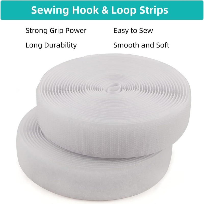 SICCOMA Sew on Hook and Loop Tape 1.5 Inch Wide,16.4 Feet Non-Adhesive Back Hook and Loop Strips Sewing Fastener Fabric Fastener Non Adhesive Interlocking Tape - Image 2
